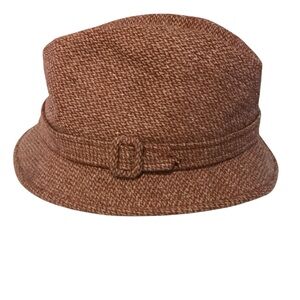 Vintage 80s Dobbs fifth Avenue fedora hat wool pink tweed size 7 1/2 Made in USA
